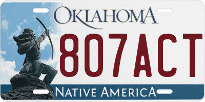 OK license plate 807ACT