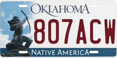 OK license plate 807ACW