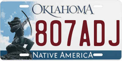 OK license plate 807ADJ