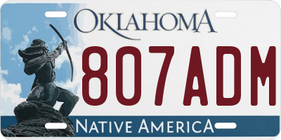 OK license plate 807ADM