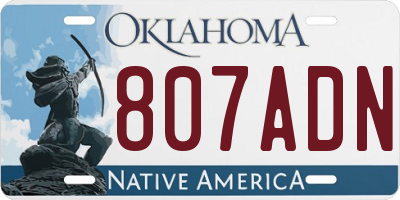 OK license plate 807ADN