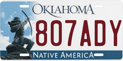 OK license plate 807ADY