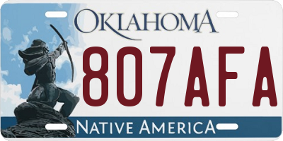 OK license plate 807AFA