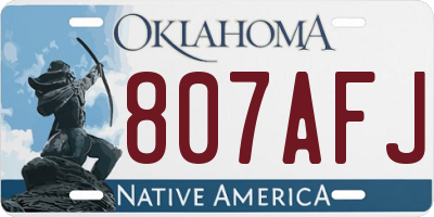 OK license plate 807AFJ