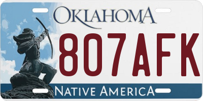 OK license plate 807AFK