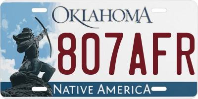 OK license plate 807AFR