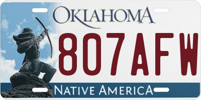 OK license plate 807AFW