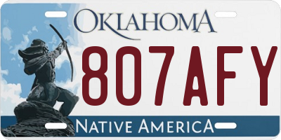 OK license plate 807AFY