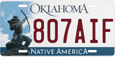 OK license plate 807AIF
