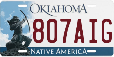 OK license plate 807AIG