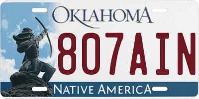 OK license plate 807AIN