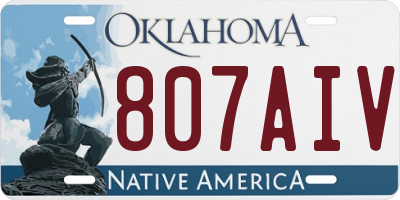 OK license plate 807AIV