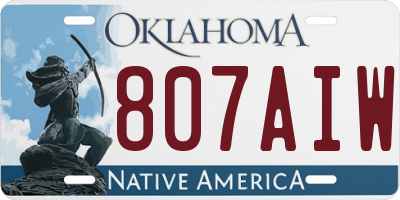 OK license plate 807AIW