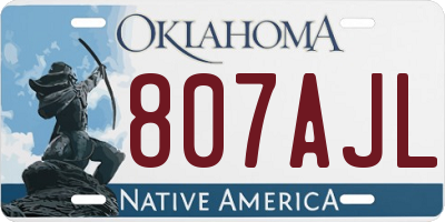OK license plate 807AJL