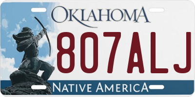OK license plate 807ALJ