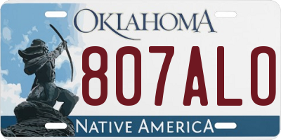 OK license plate 807ALO