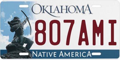 OK license plate 807AMI
