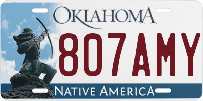 OK license plate 807AMY