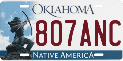 OK license plate 807ANC
