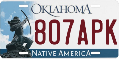OK license plate 807APK