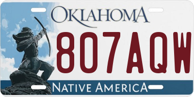 OK license plate 807AQW