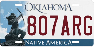 OK license plate 807ARG