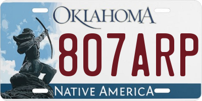OK license plate 807ARP