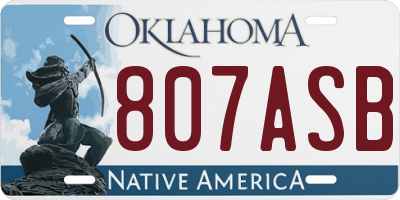 OK license plate 807ASB