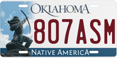 OK license plate 807ASM