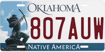 OK license plate 807AUW