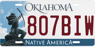 OK license plate 807BIW