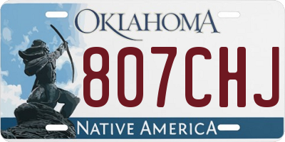 OK license plate 807CHJ