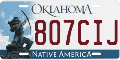 OK license plate 807CIJ