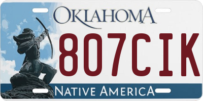OK license plate 807CIK