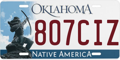 OK license plate 807CIZ