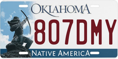 OK license plate 807DMY