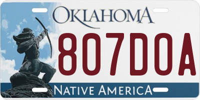 OK license plate 807DOA