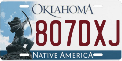 OK license plate 807DXJ