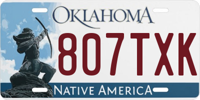 OK license plate 807TXK