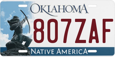 OK license plate 807ZAF