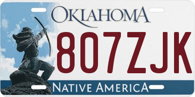 OK license plate 807ZJK