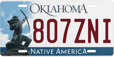 OK license plate 807ZNI