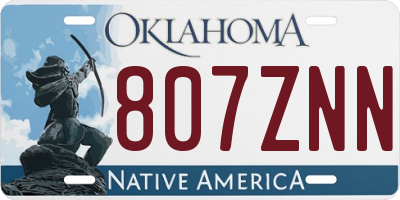 OK license plate 807ZNN