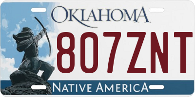 OK license plate 807ZNT