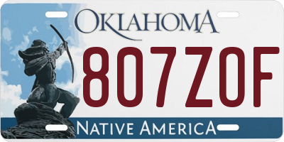 OK license plate 807ZOF