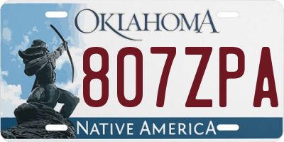 OK license plate 807ZPA
