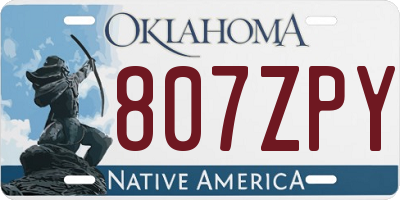 OK license plate 807ZPY