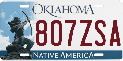 OK license plate 807ZSA