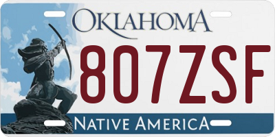 OK license plate 807ZSF