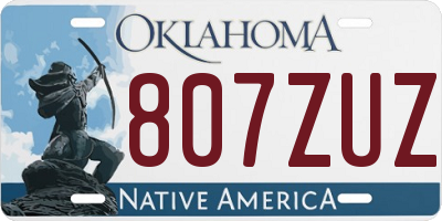 OK license plate 807ZUZ